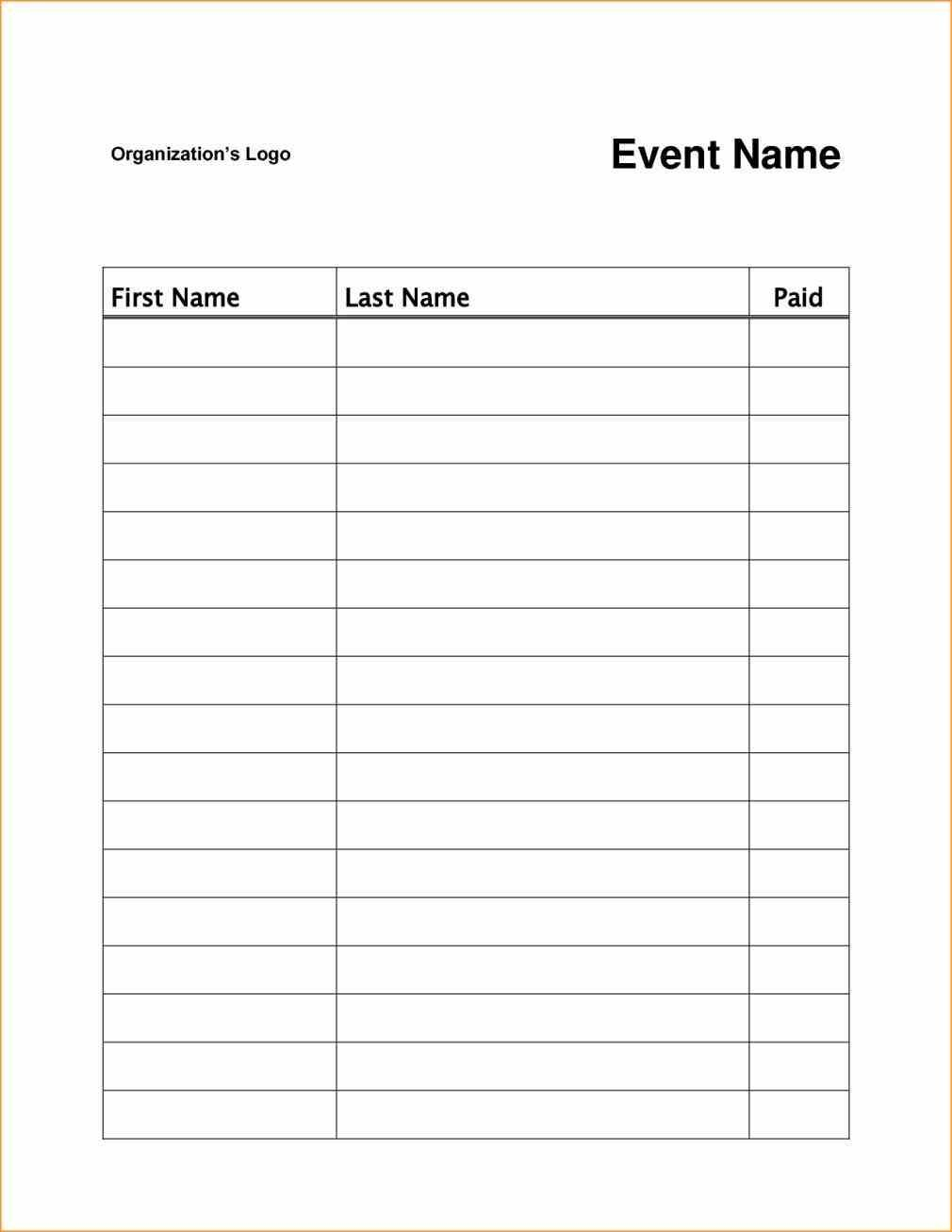 Event Or Class Workshop Forms A Sign Up Sheet Template Word Simple - Free Printable Sign Up Sheet