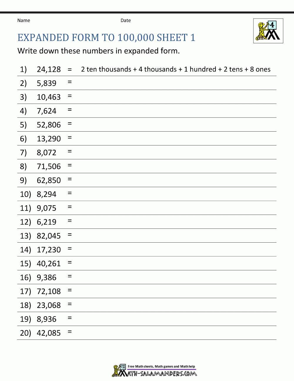 Expanded Form To 100000 1 | Homeschool For Me | Pinterest | Expanded - Free Printable Expanded Notation Worksheets