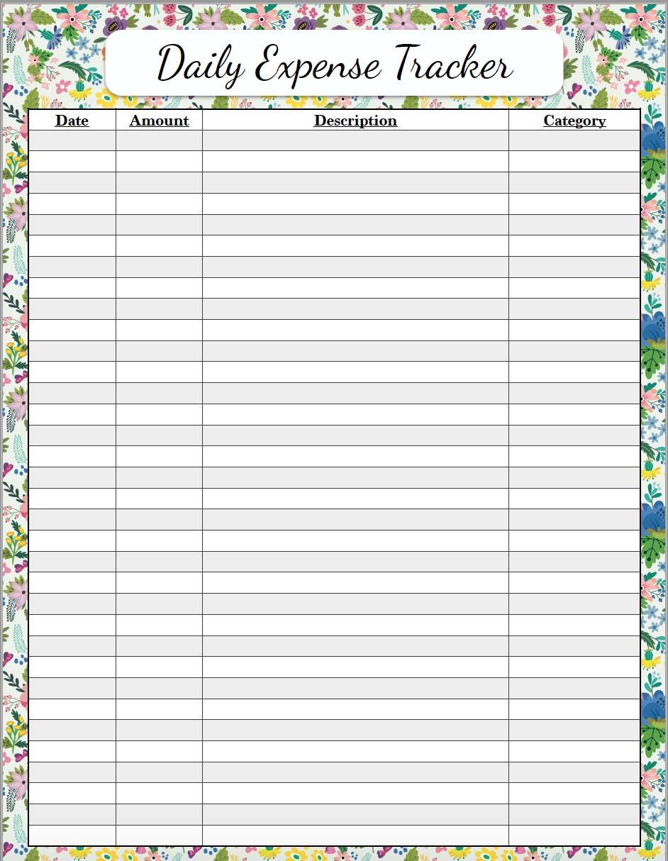 Expense Tracker Printable Celo.yogawithjo.co With Free Printable - Free Printable Finance Sheets