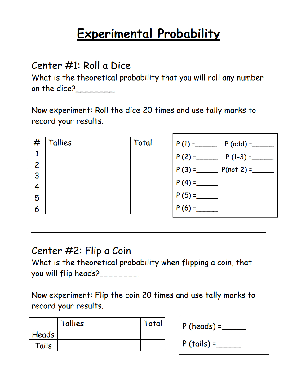 Experimental Probability | School Math Probability | Pinterest - Free Printable Probability Worksheets 4Th Grade