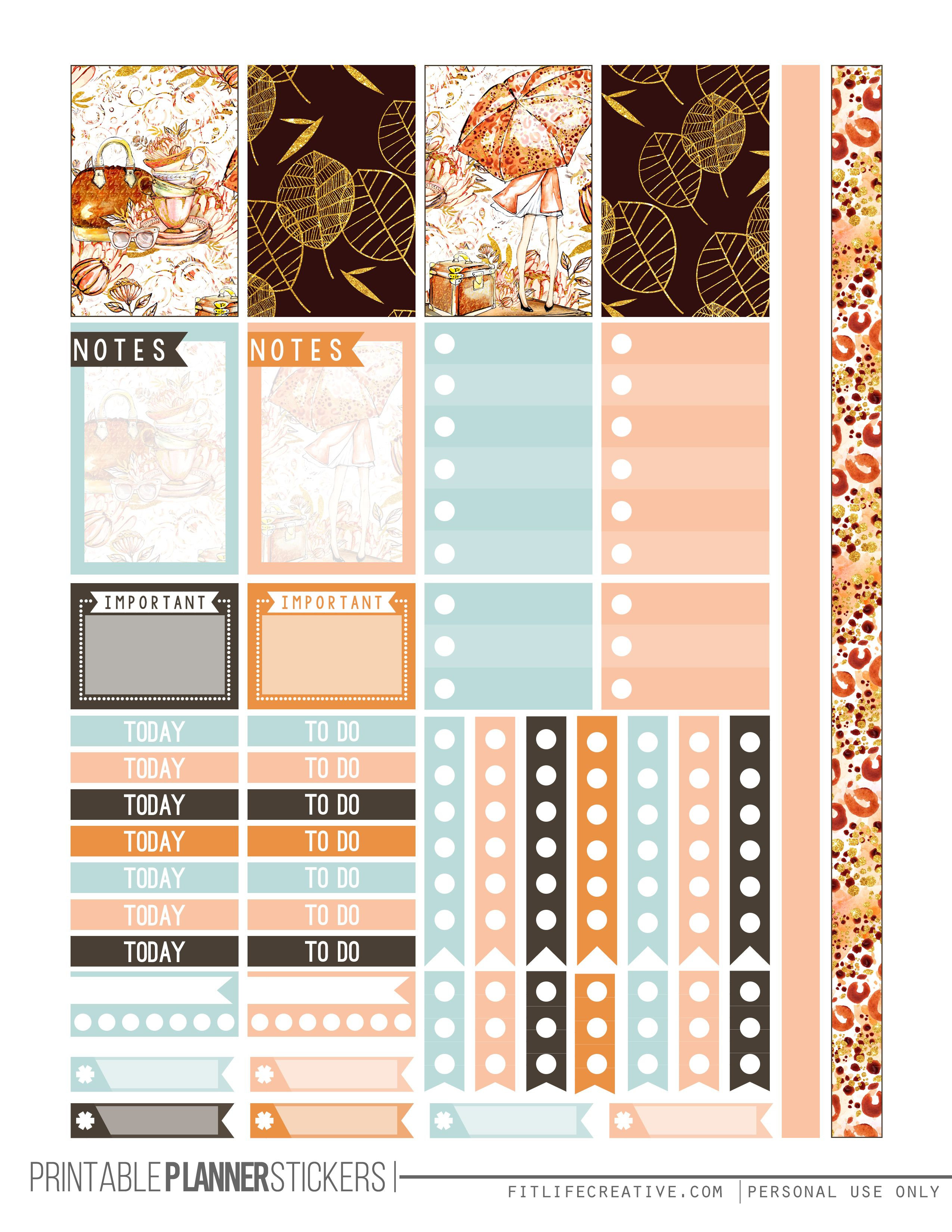 Fall Glam Free Printable Planner Stickers For The Classic Size Happy - Free Printable Happy Planner Stickers