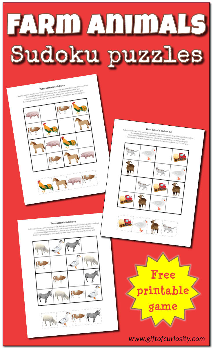 Farm Animals Sudoku Puzzles {Free Printables} - Gift Of Curiosity - Free Printable Critical Thinking Puzzles