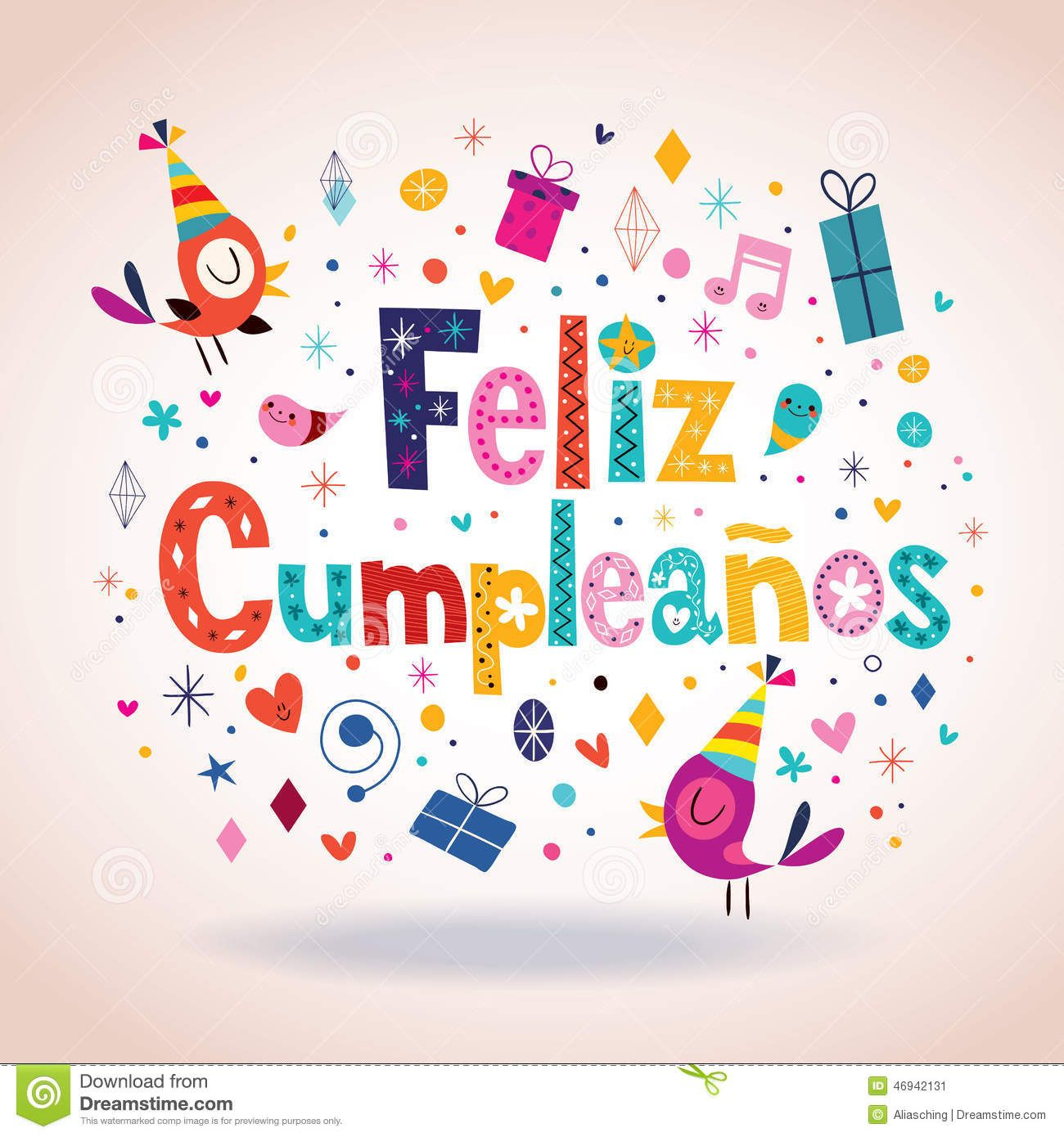 Feliz Cumpleanos Happy Birthday In Spanish Vector Image Free Printable Happy Birthday Cards In