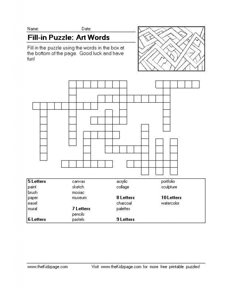 Fill-In Puzzle: Art Words - Free Printable Learning Activities For - Free Printable Word Winks