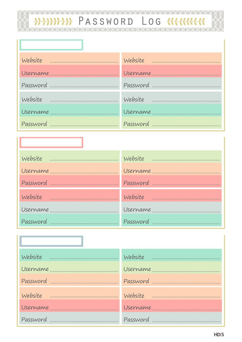 Floral Free Printable Password Organizer - 2.13.kaartenstemp.nl • - Free Printable Password Organizer