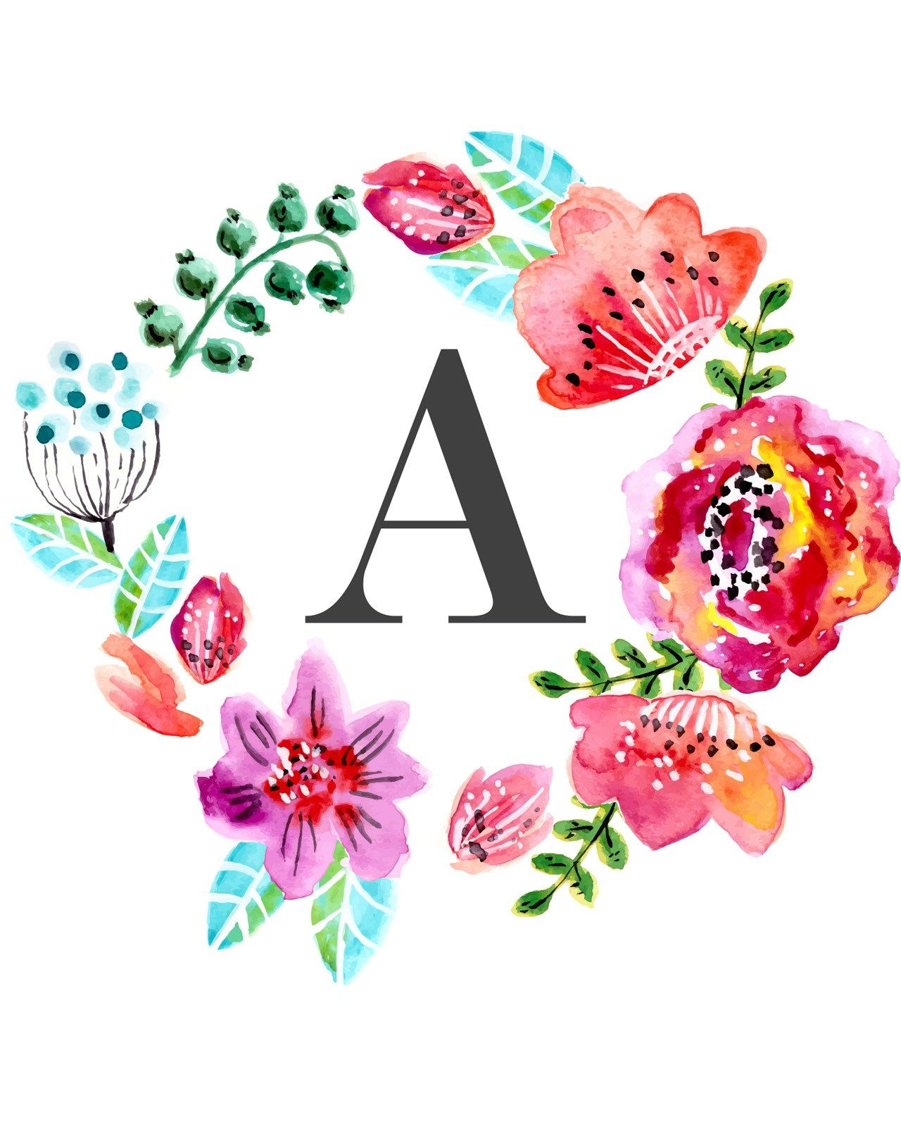 Floral Monogram Free Printable | Wall Art Printables | Monogram Wall - Free Printable Flower Letters