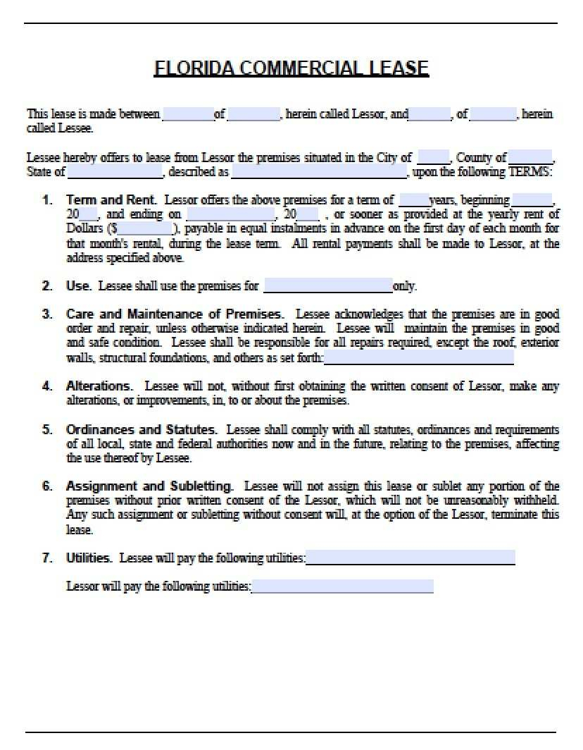 Florida Residential Lease Agreement Template Best Free Florida - Free Printable Florida Residential Lease Agreement
