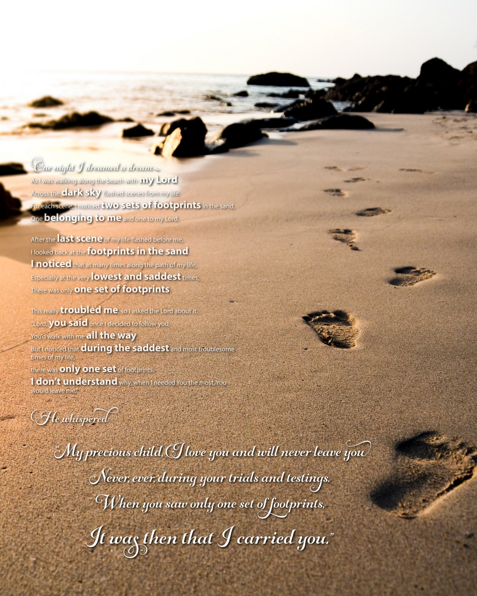 Footprints In The Sand Poem | Beautiful Poem From Only The Bible - Footprints In The Sand Printable Free