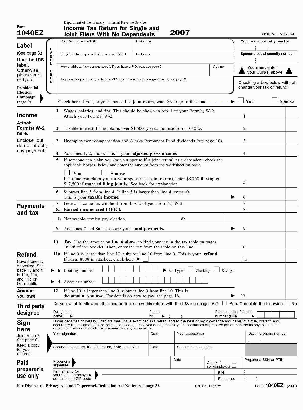 Form Templates Beautiful Printable Irs 1040Ez Best Tax Forms Of - Free Printable Irs 1040 Forms