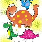 Four Cute Dinosaurs Birthday Card | Greetings Island   Free Printable Kids Birthday Cards Boys