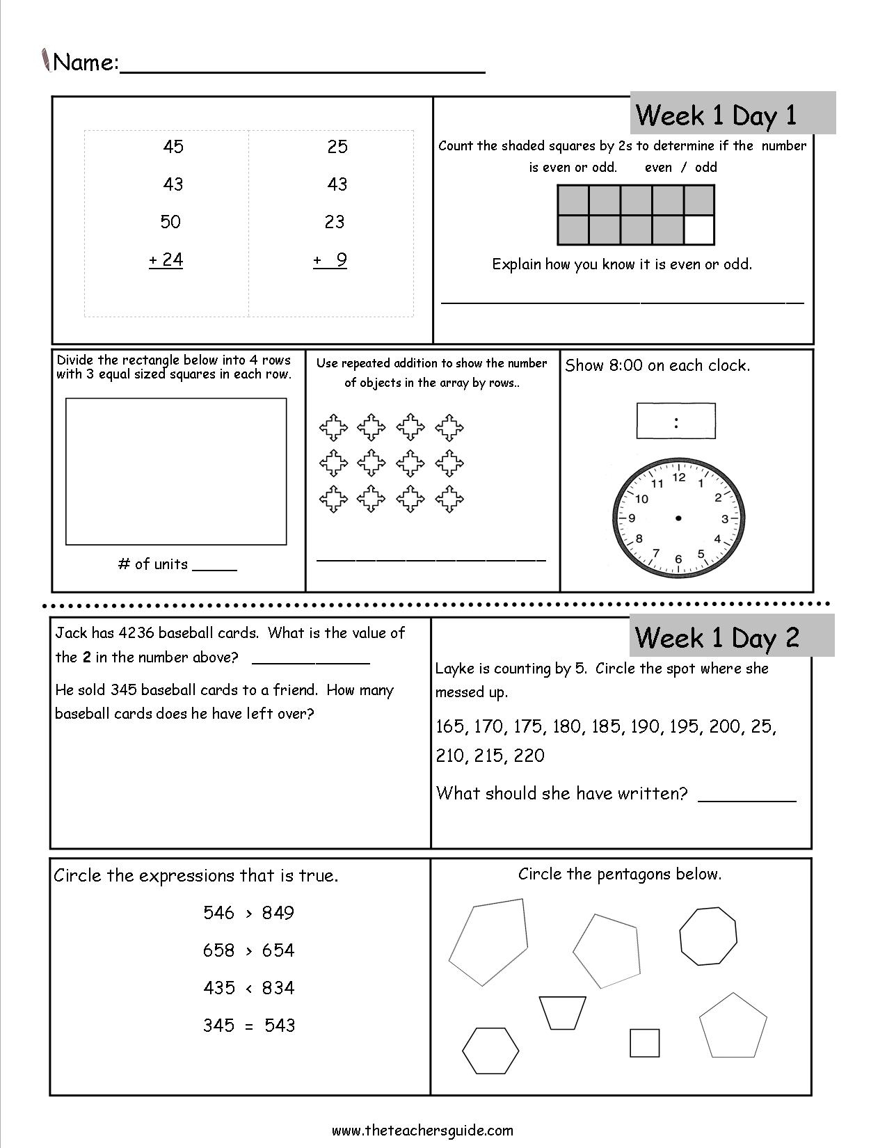 Free 3Rd Grade Daily Math Worksheets - Free Printable Time Worksheets For Grade 3