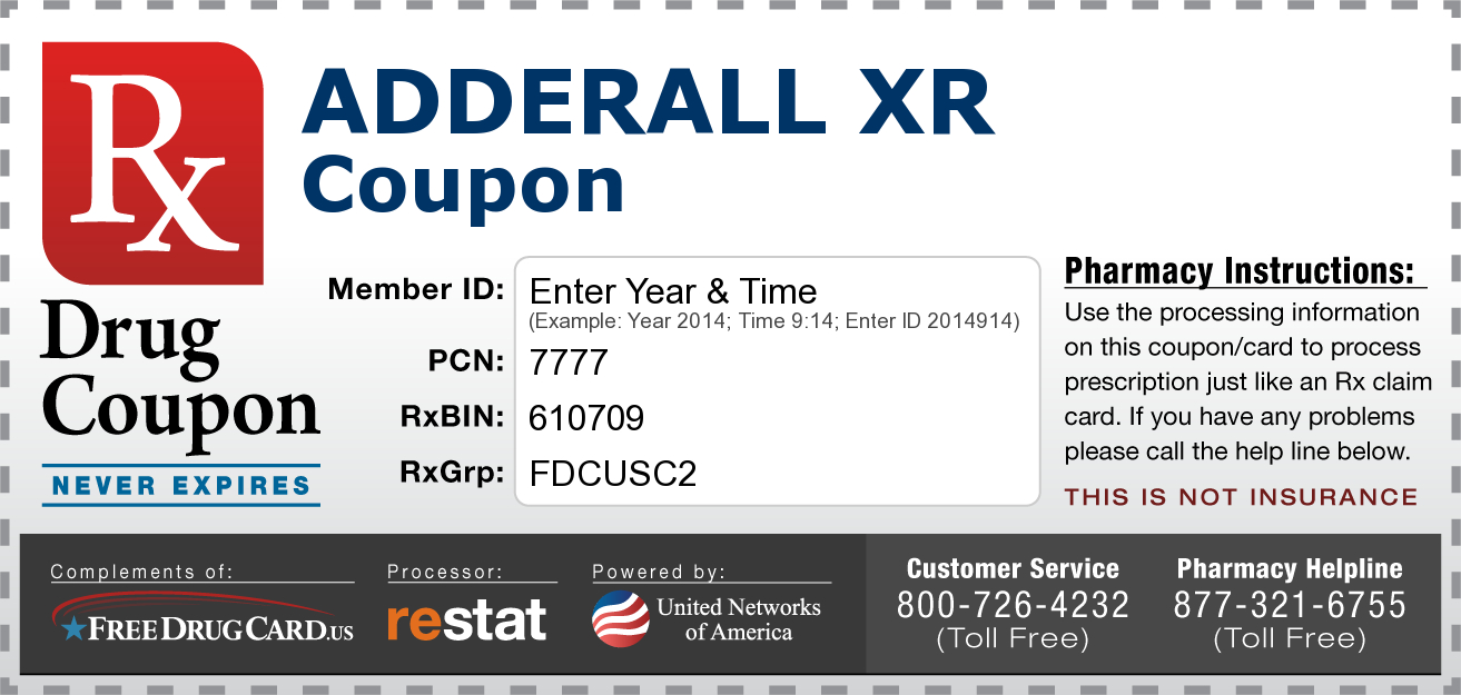 Free Adderall Coupon Available To Everyone Regardless Of Age Or - Free Printable Prescription Coupons