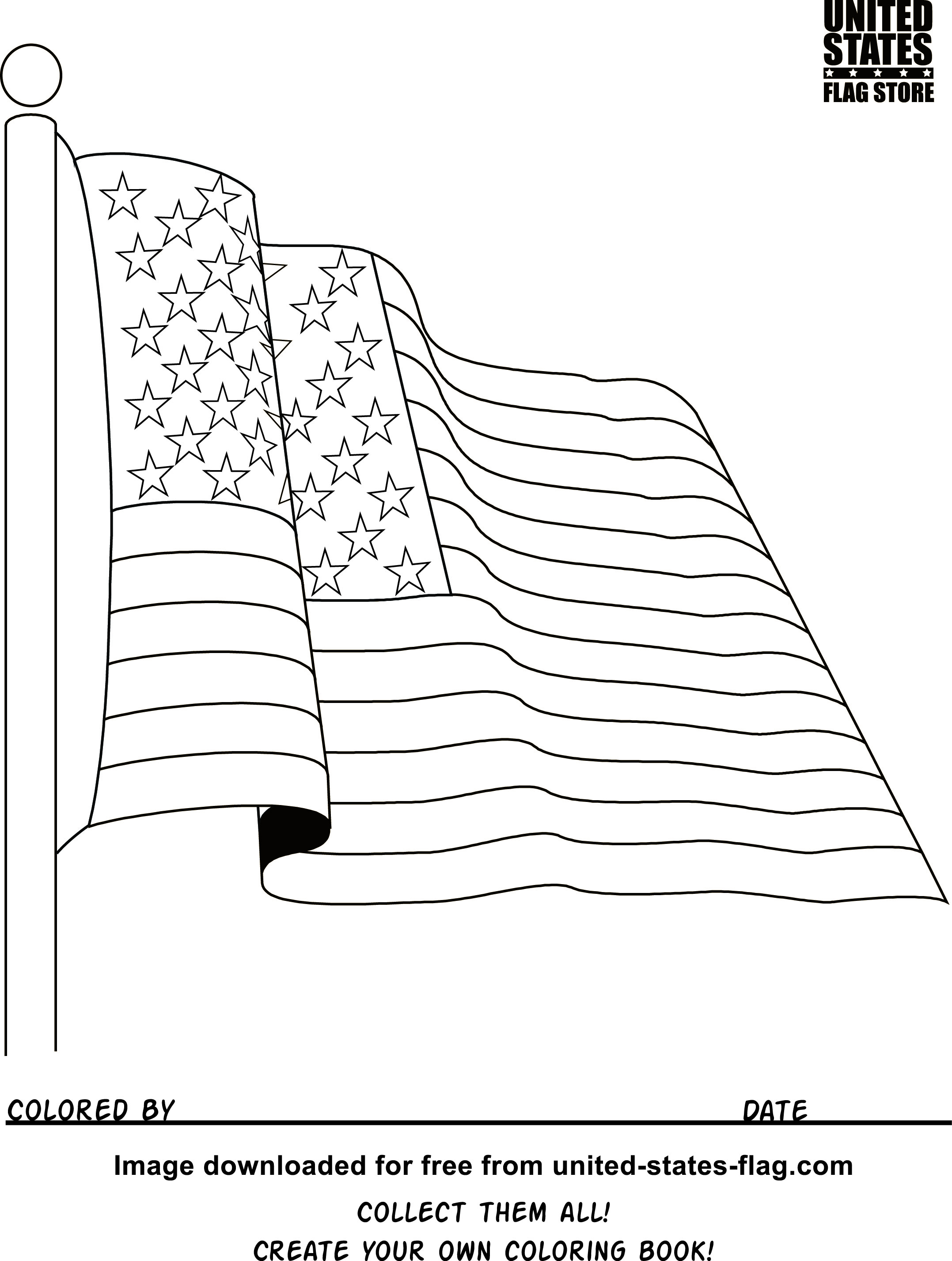 Free American Flag Coloring Pages - Free Printable American Flag Coloring Page