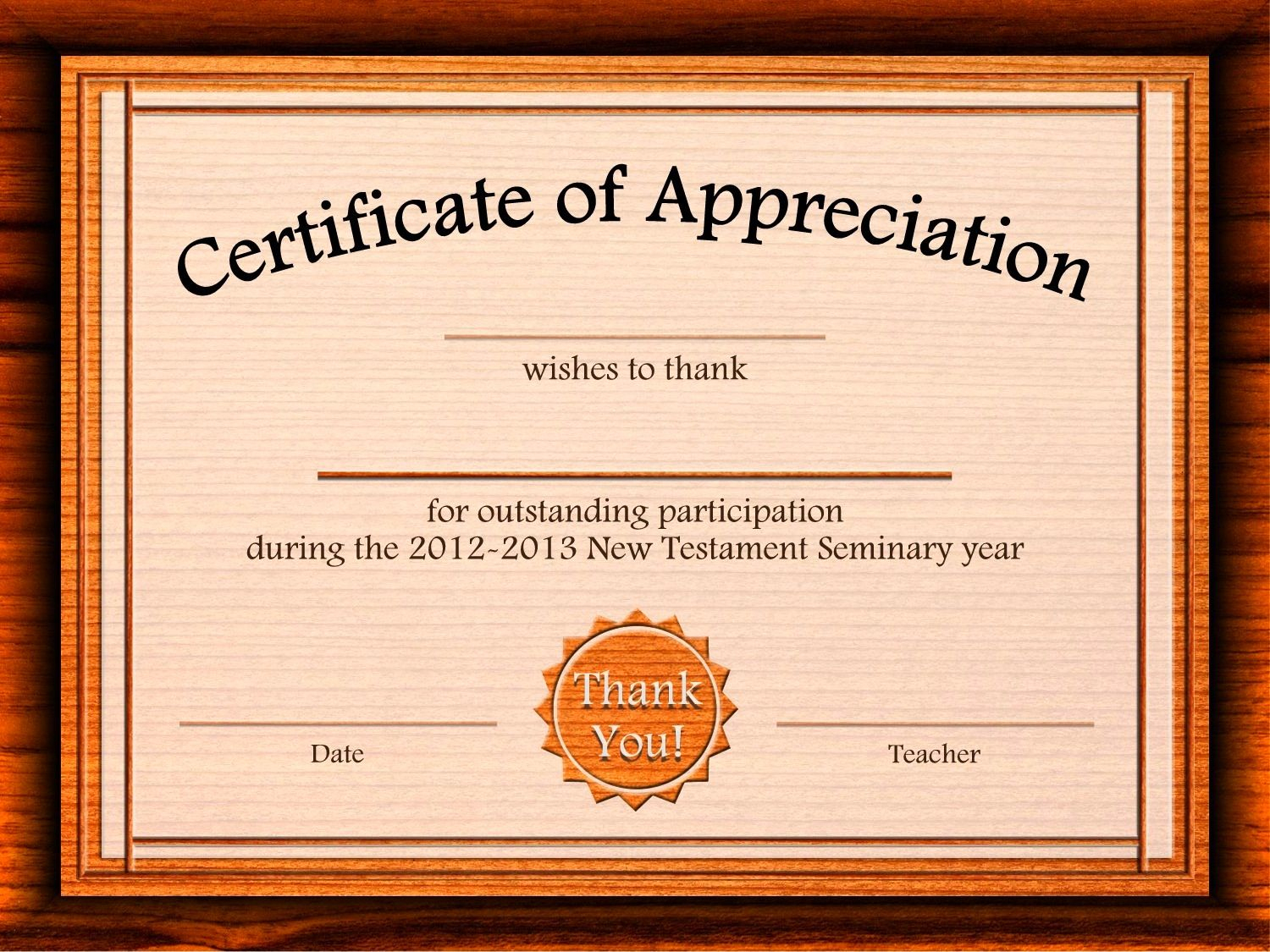 Certificates Of Appreciation Templates