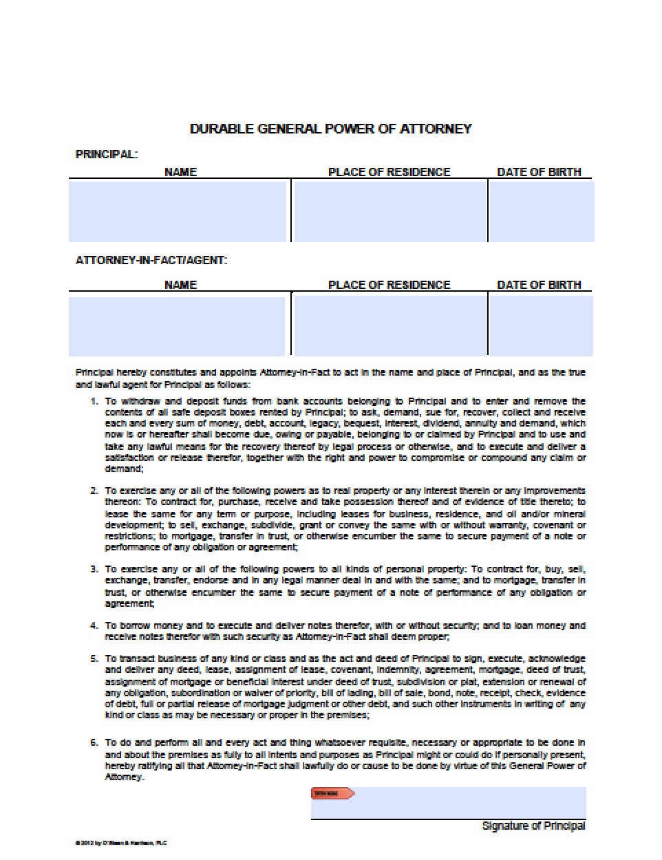 Free Arizona Power Of Attorney Forms In Fillable Pdf | 9 Types - Free Printable Power Of Attorney Form Washington State