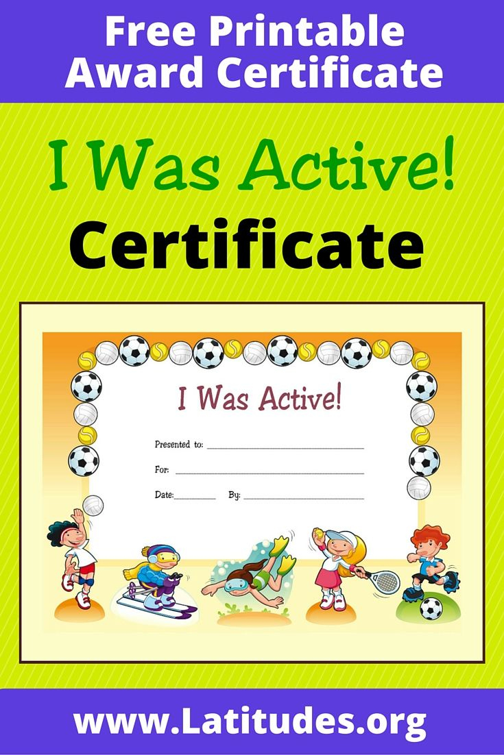 Free Award Certificate - I Was Active (Primary | Managing Recess - Good Behaviour Certificates Free Printable