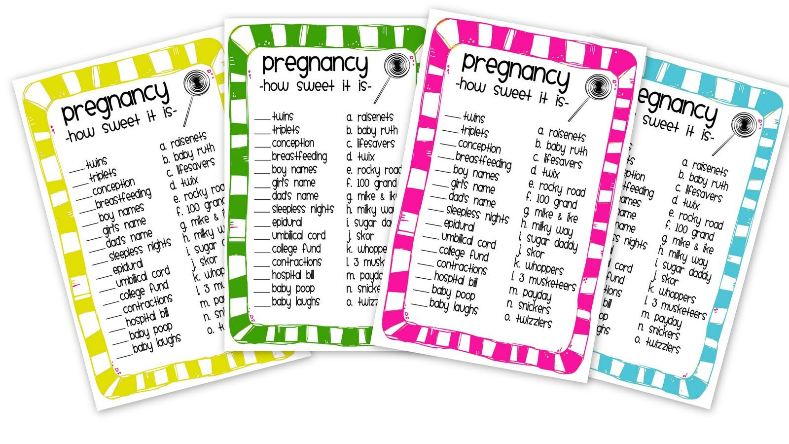 Free Baby Shower Candy Bar Game - 4 Colors | Sandra | Baby Shower - Candy Bar Baby Shower Game Free Printable