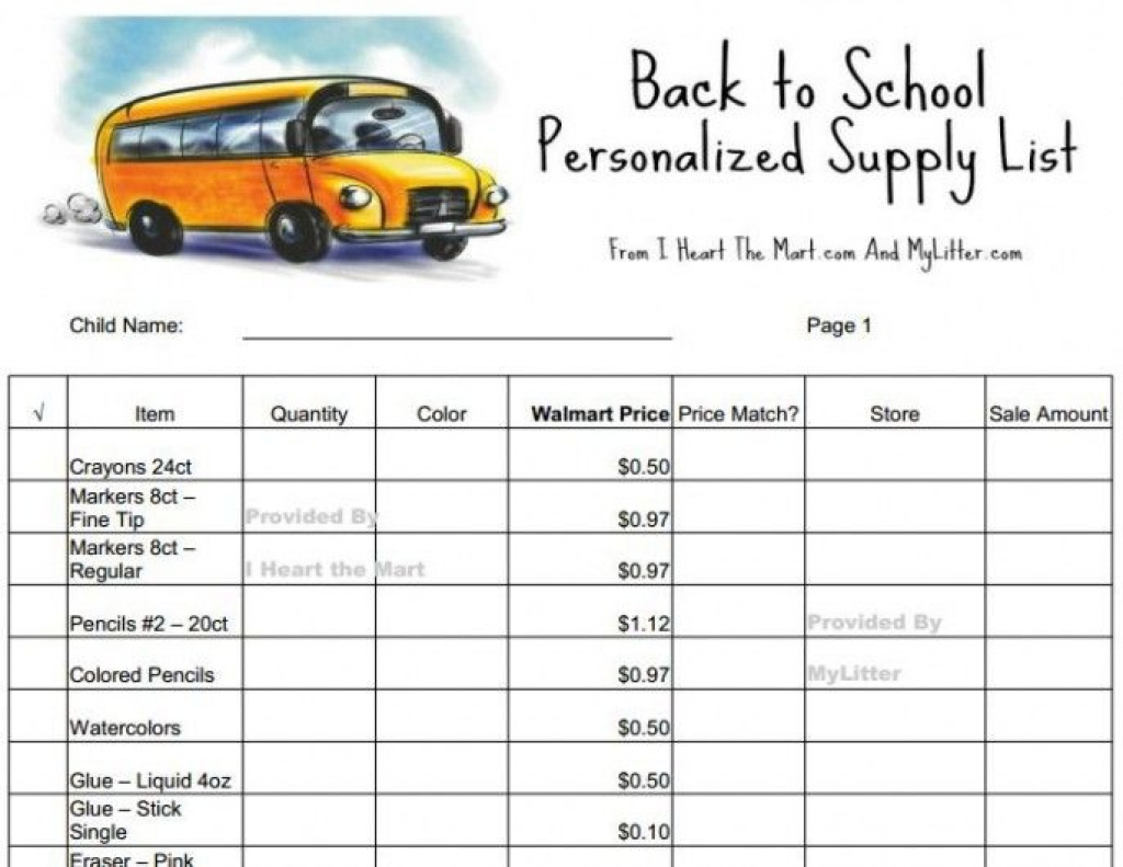 Free Back To School Supplies Printable Walmart List - Price Match At - Free Printable Coupons For School Supplies At Walmart