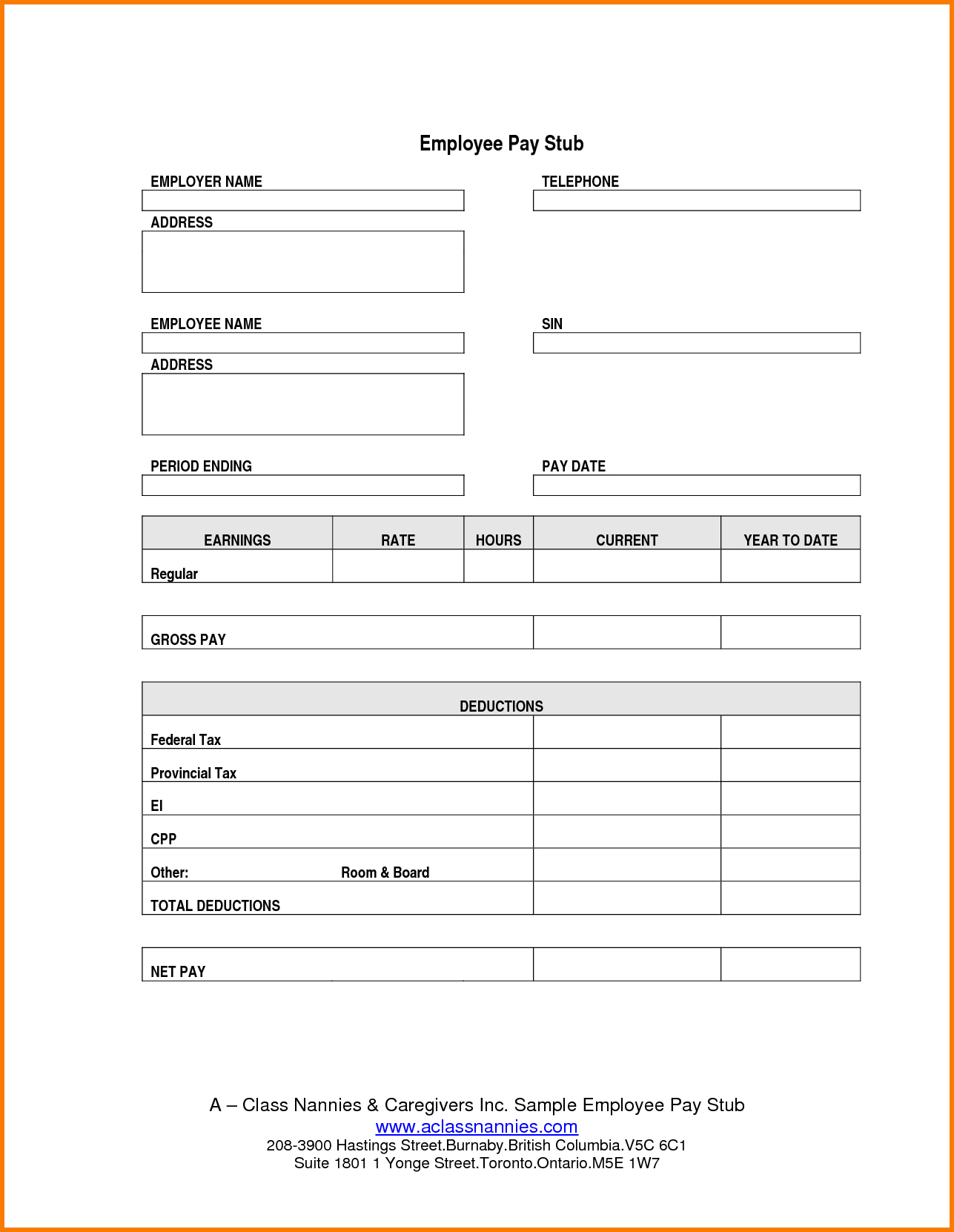 Free Blank Pay Stub Template Downloads With Printable Payroll Check - Free Printable Check Stubs Download