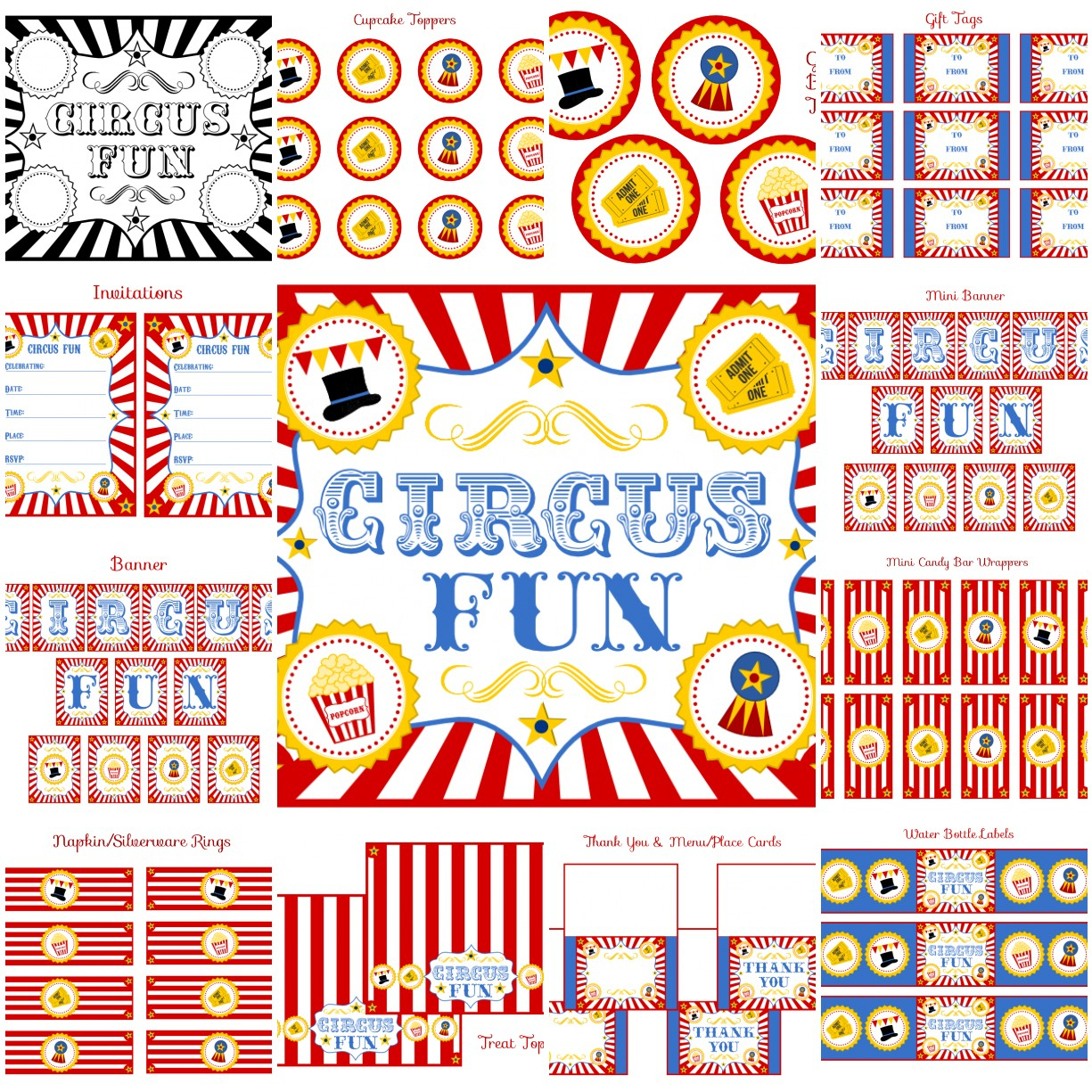Free Circus Birthday Party Printables From Printabelle | Catch My Party - Free Printable Party Signs