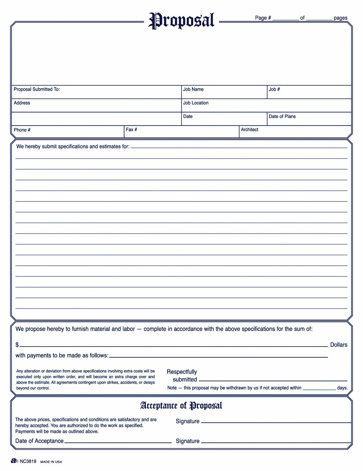 Free Contractor Estimate Forms - Contractor Estimate Form - Free Printable Contractor Proposal Forms