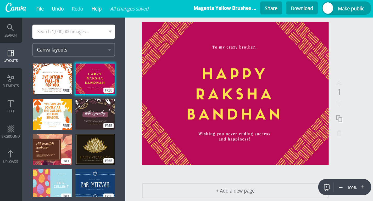 Free Custom Raksha Bandhan Card Designscanva - Free Online Printable Rakhi Cards