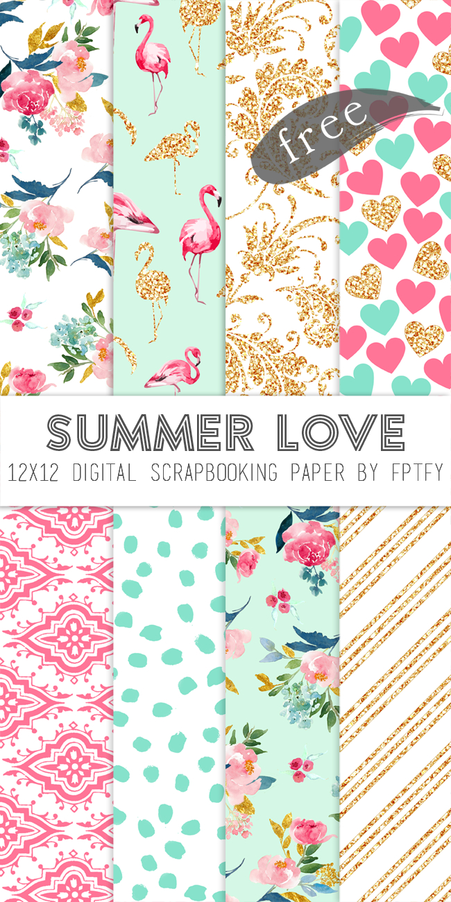 Free Digital Scrapbook Paper-Summer Love | Digital Paper | Digital - Free Printable Scrapbook Paper