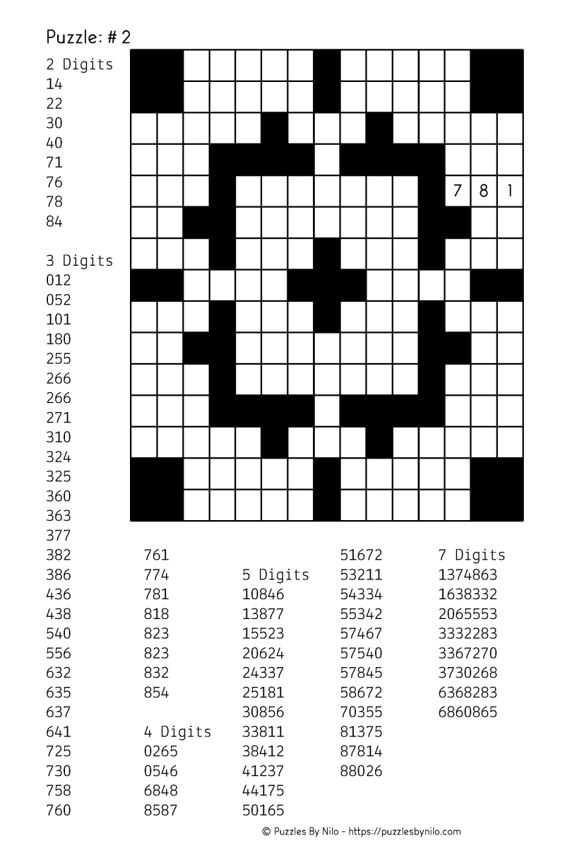 Free Downloadable Puzzle Number Fill In # 2 | Szókereső | Pinterest - Free Printable Fill In Puzzles