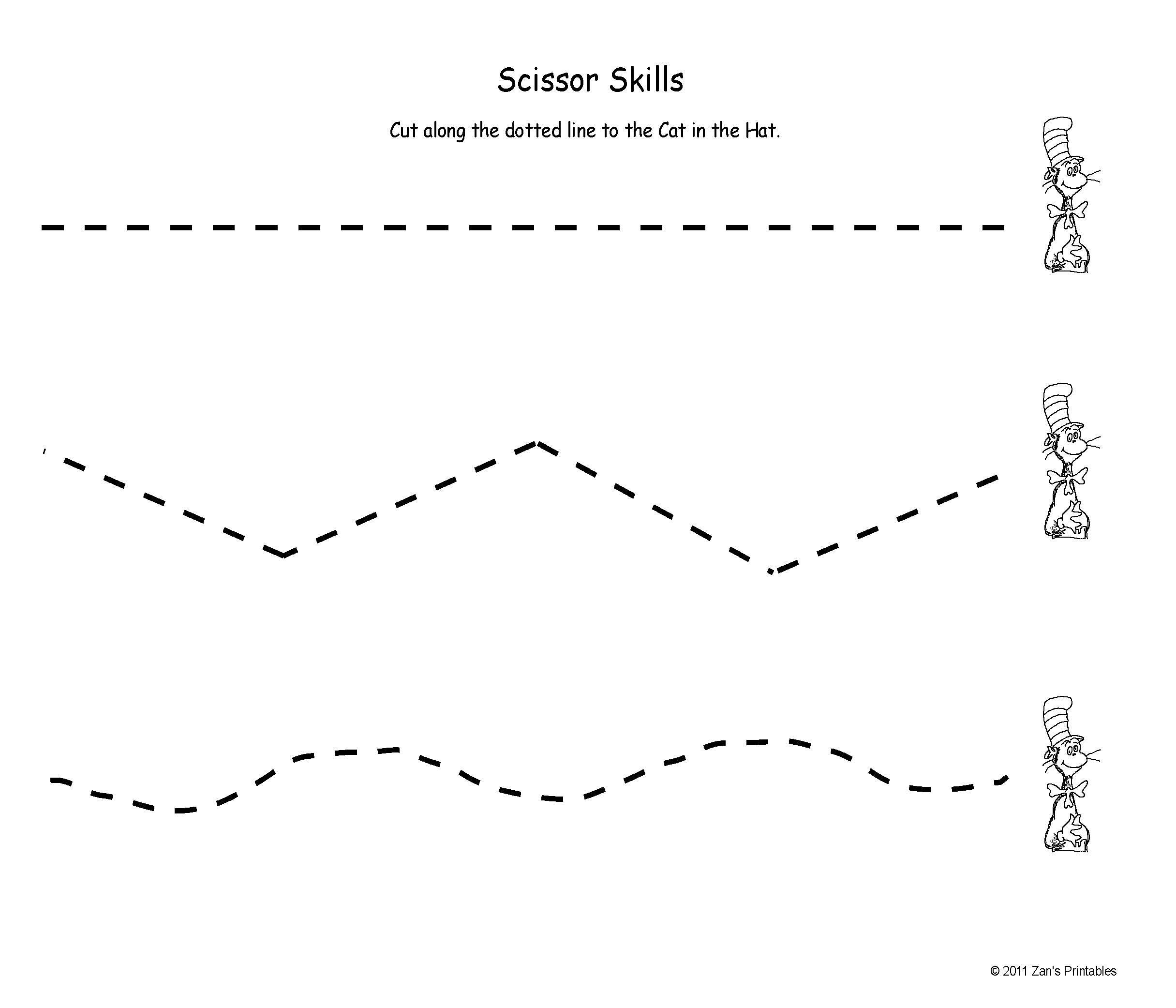 Free Dr. Suess Printables | Larger Image Dr Seuss Cutting Skills A - Free Printable Dr Seuss Math Worksheets