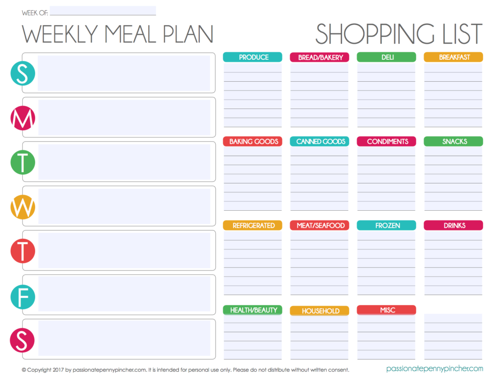 Free Editable Menu Plan And Grocery List! | Passionate Penny Pincher - Free Printable Grocery List And Meal Planner