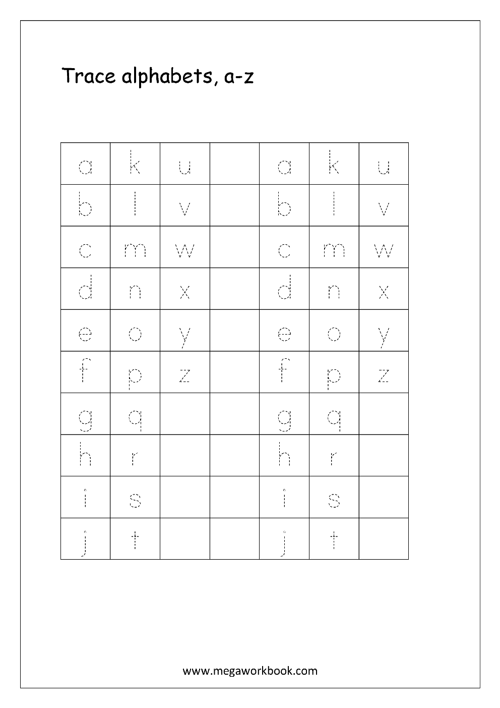 Free English Worksheets - Alphabet Tracing (Small Letters) - Letter - Free Printable Alphabet Tracing Worksheets