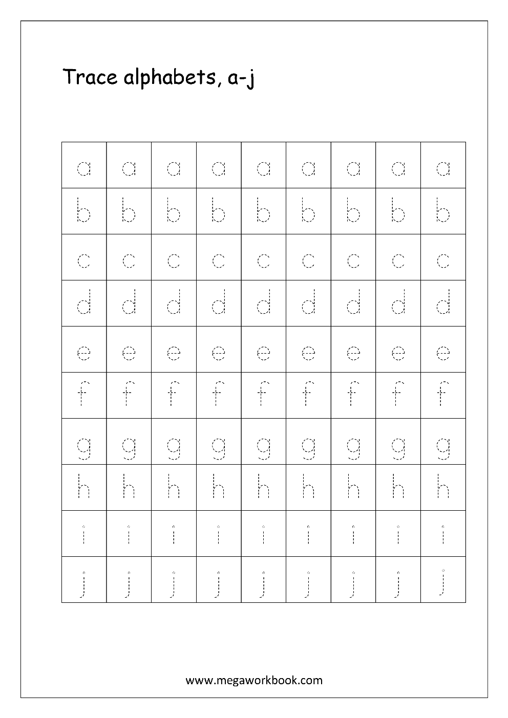 Free English Worksheets - Alphabet Tracing (Small Letters) - Letter - Free Printable Letter Tracing Sheets