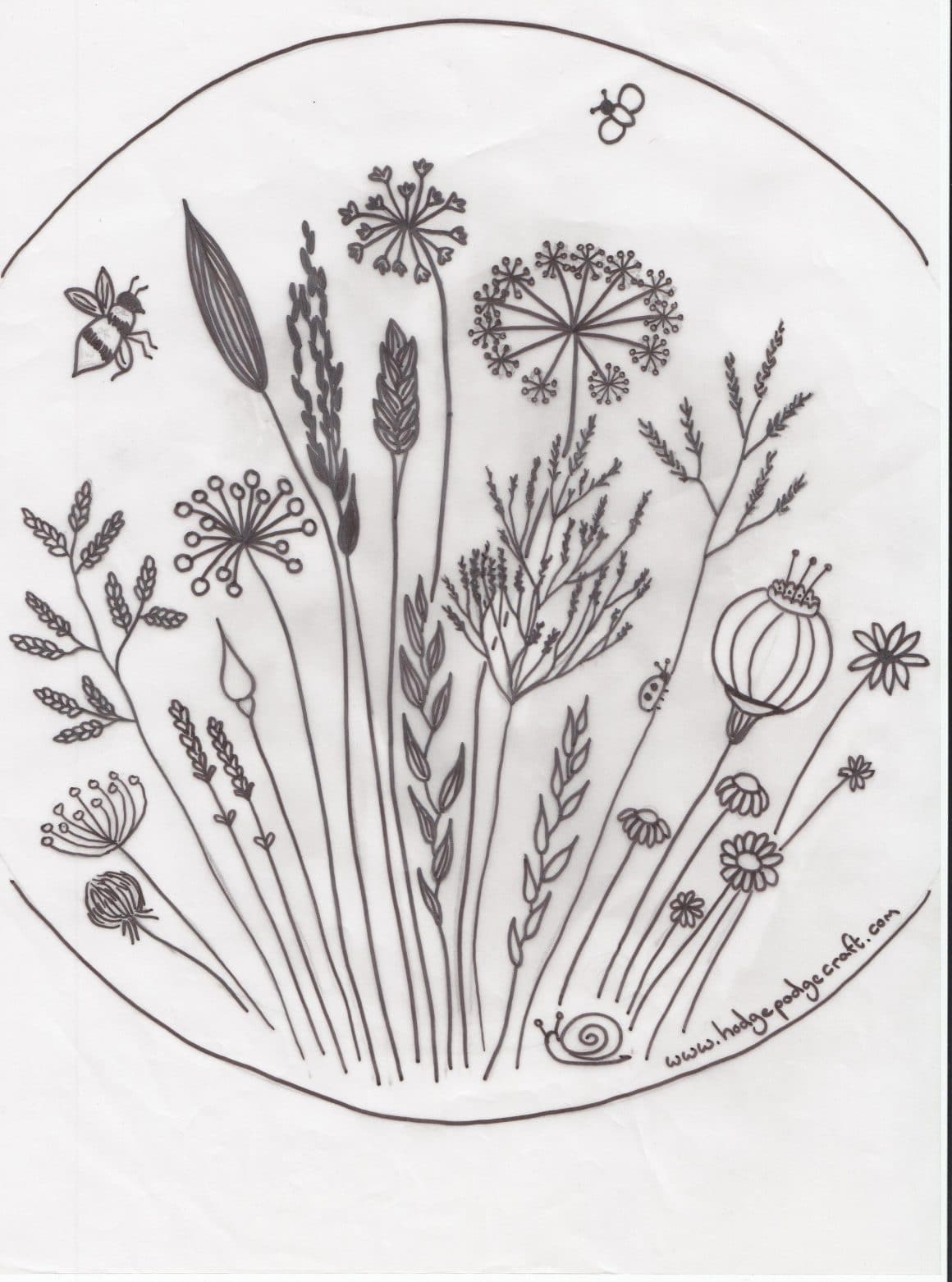 Free Floral Meadow Embroidery Pattern - Free Printable Embroidery Patterns