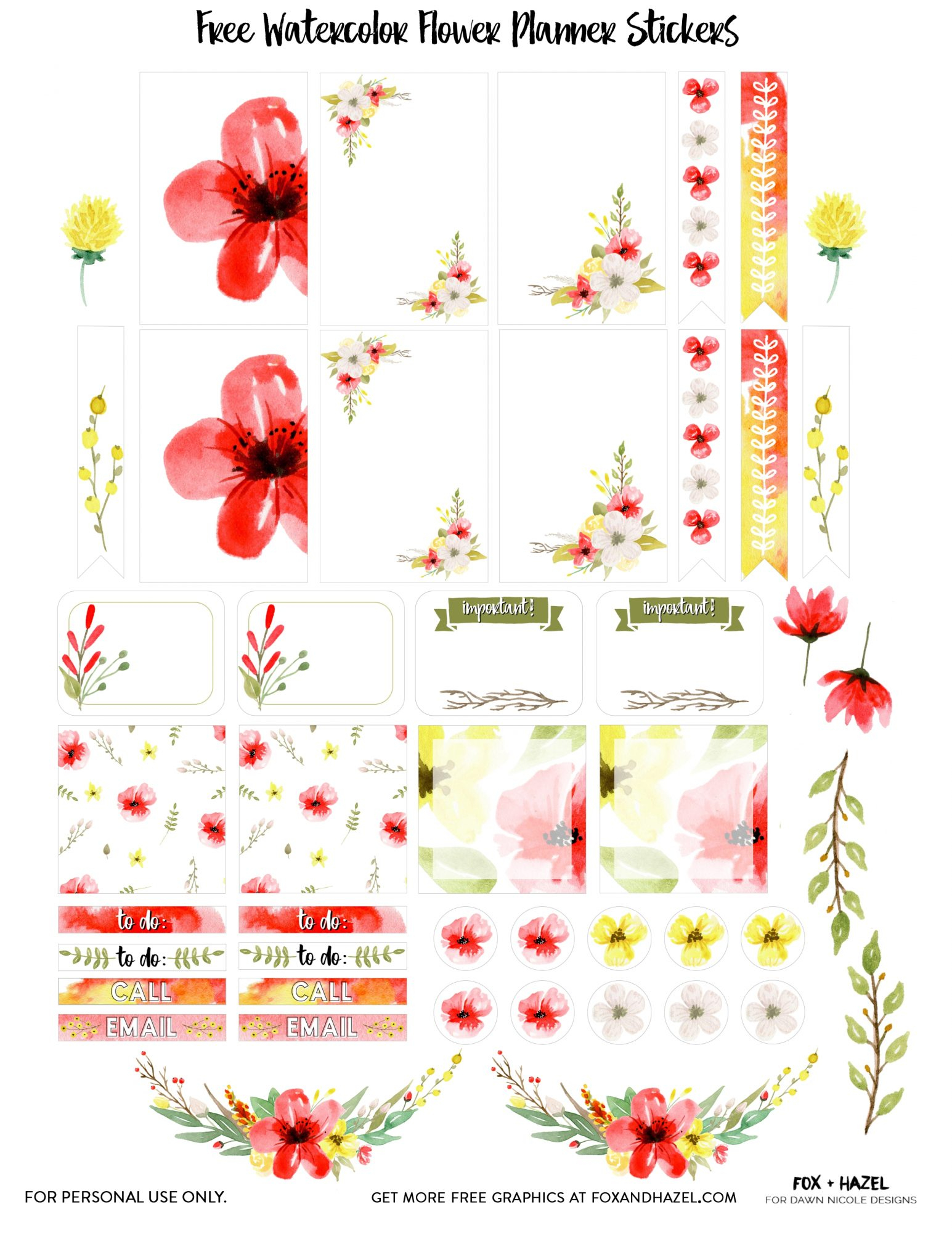 Free Floral Planner Stickers Printable | Dawn Nicole Designs® - Free Printable Planner Stickers Pdf