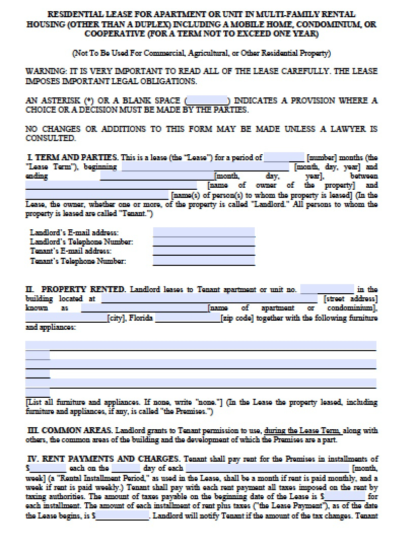Free Florida Month-To-Month Lease Agreement | Pdf | Word (.doc) - Free Printable Florida Residential Lease Agreement