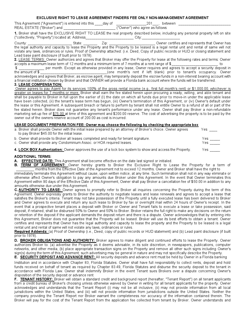 Free Florida Rental Lease Agreement Form | Pdf Template | Form Download - Free Printable Florida Residential Lease Agreement