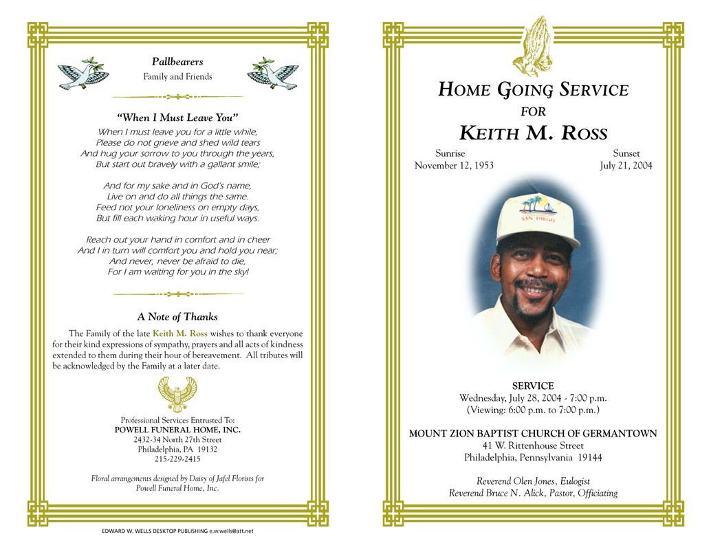 Free Funeral Program Templates | Funeral Program Sample Order Of - Free Printable Funeral Program Template