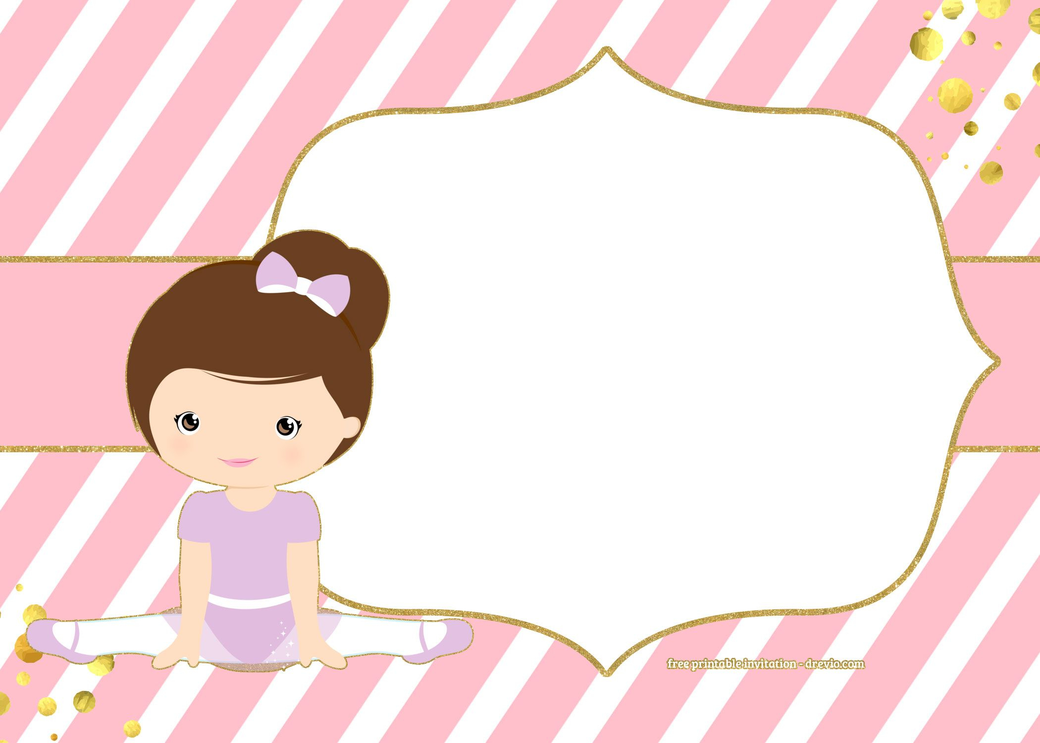 Free Golden Ballerina Birthday Invitation | Chip Bags Templates - Free Printable Ballerina Birthday Invitations