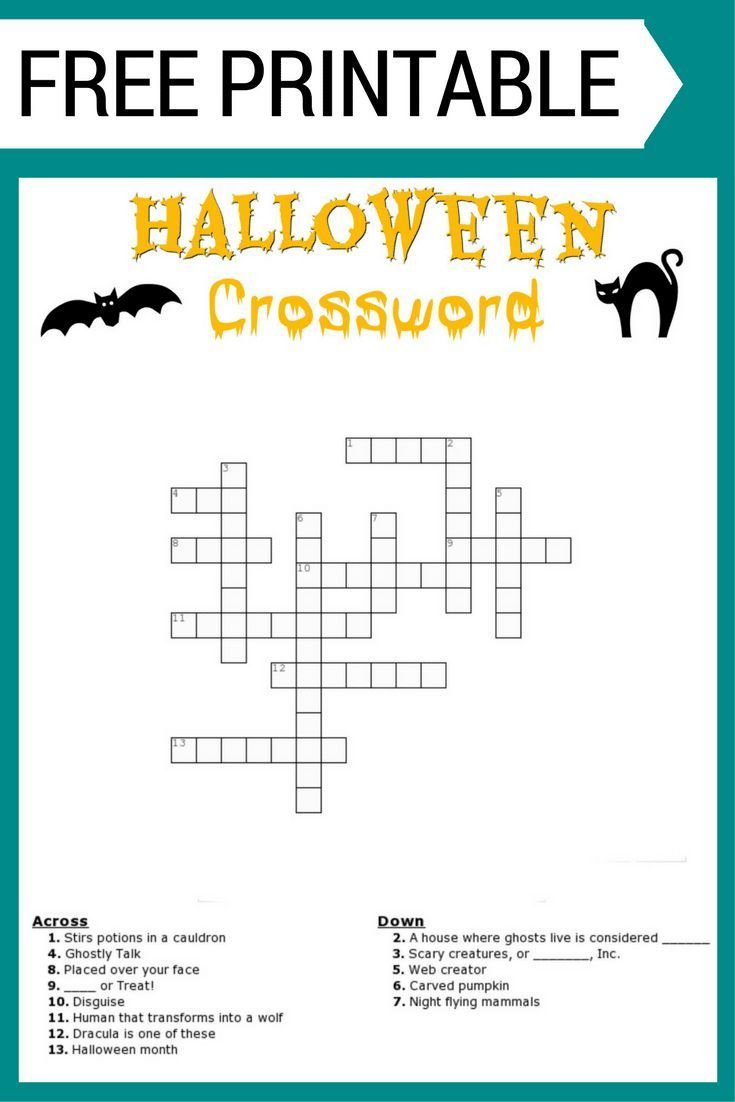 Free Halloween Crossword Puzzle #printable Worksheet Available Both - Halloween Crossword Printable Free