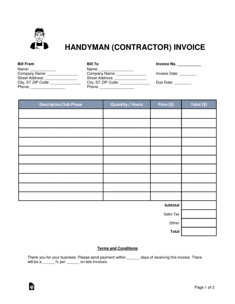 Free Printable Handyman Contracts