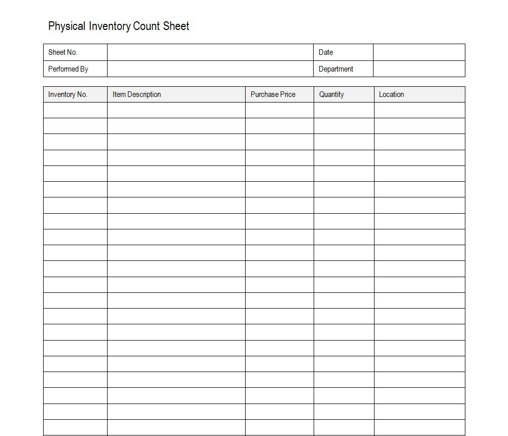 Free Inventory Count Sheet | Accounting | Timesheet Template - Free Printable Inventory Sheets Business