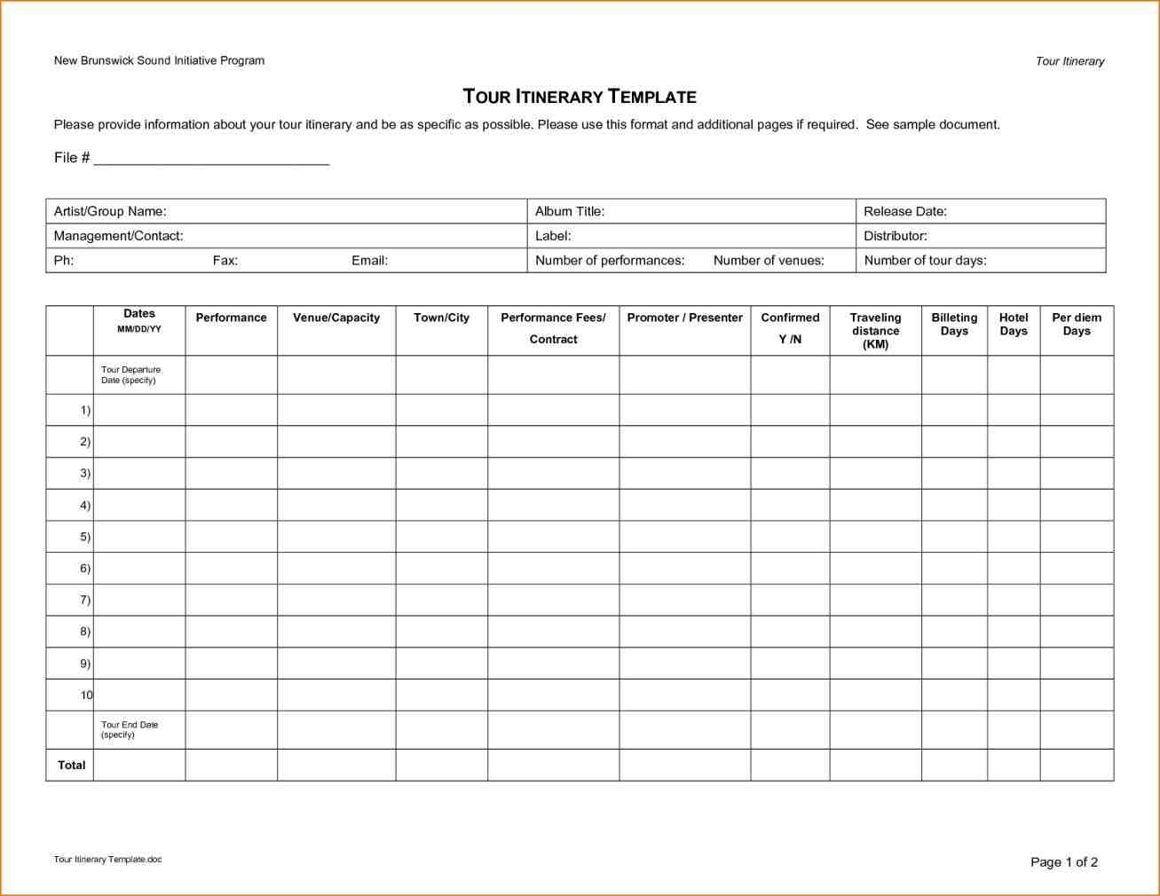 Free Itinerary Planner Template | Fiddler On Tour - Free Printable Itinerary