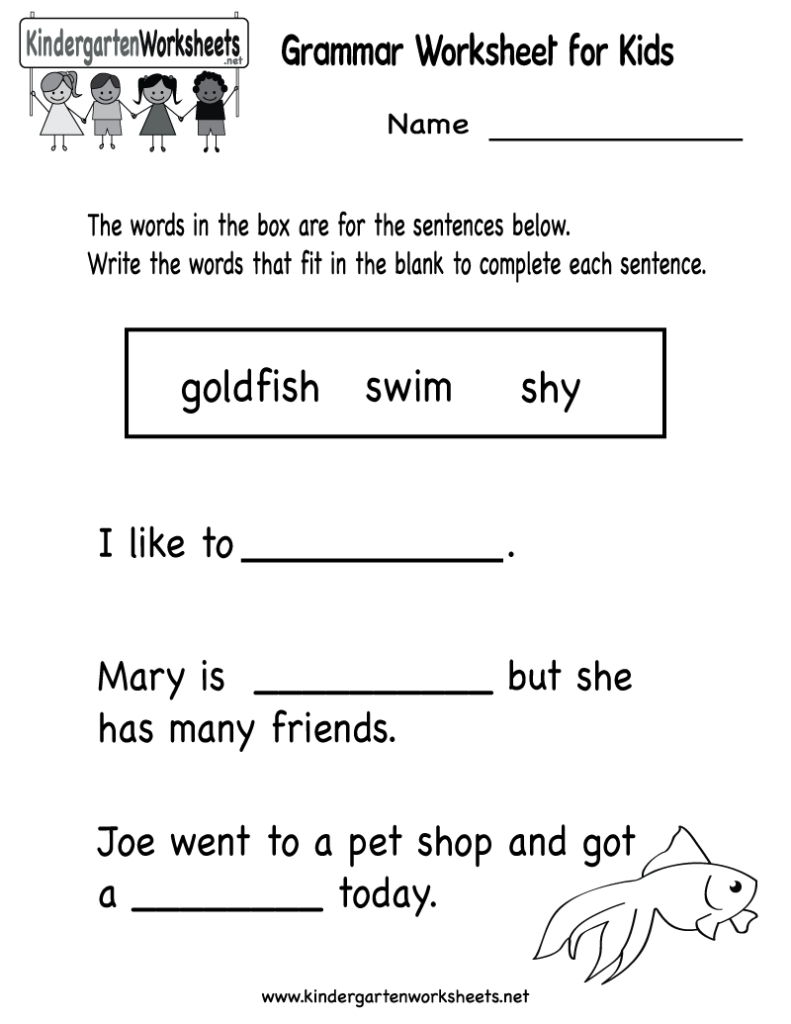 Free Kindergarten English Worksheets Printable And Online Worksheet - Free Printable Esl Grammar Worksheets