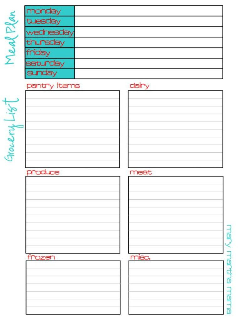 Free Meal Plan &amp;amp; Grocery List Printable | One Handy Sheet To Meal - Free Printable Grocery List And Meal Planner
