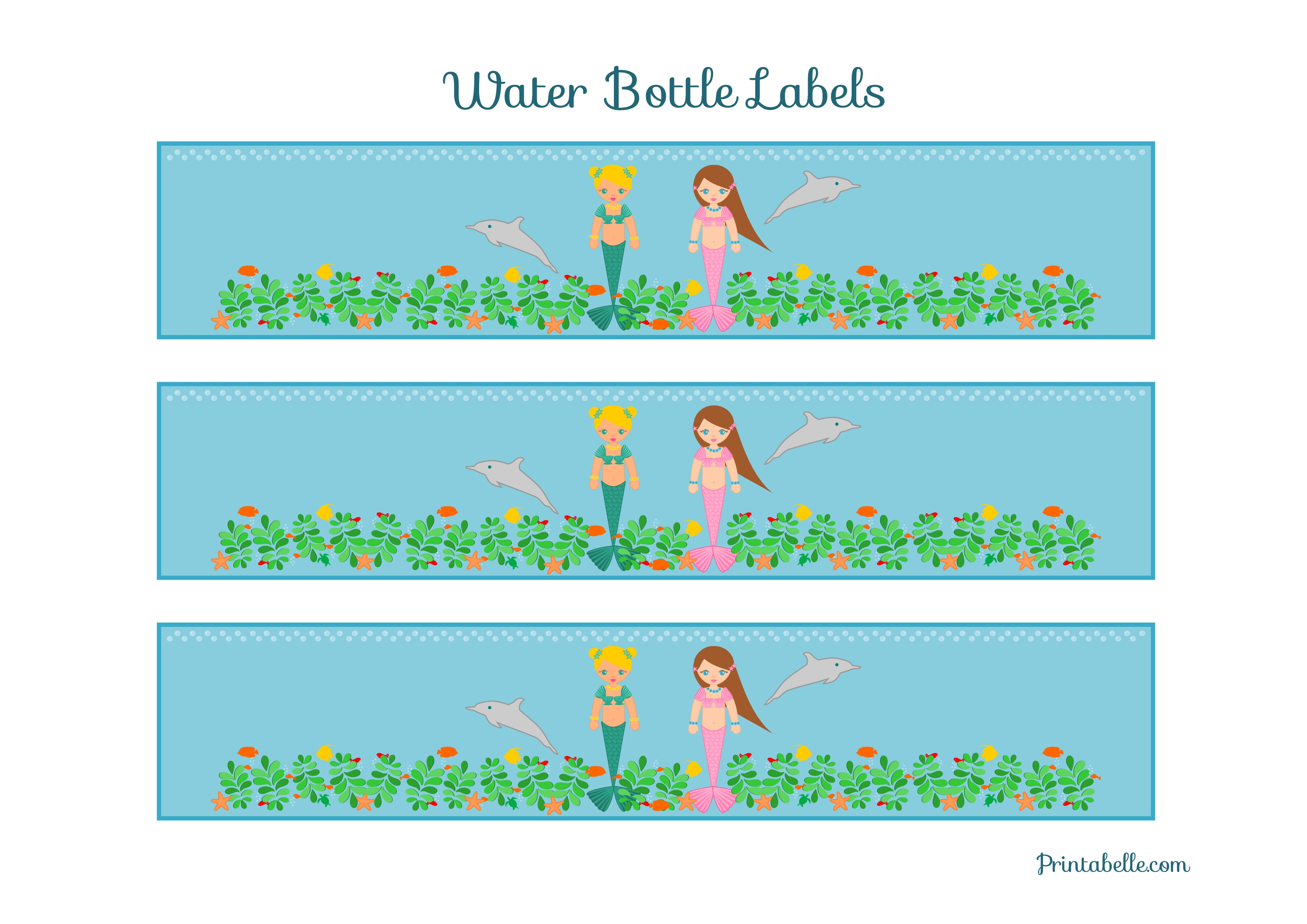 Free Mermaid Birthday Party Printables From Printabelle | Catch My Party - Free Printable Little Mermaid Water Bottle Labels