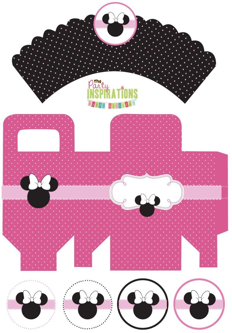 Free Minnie Mouse Party Printables - Cupcake Wrappers, Favor Boxes - Free Printable Minnie Mouse Cupcake Wrappers