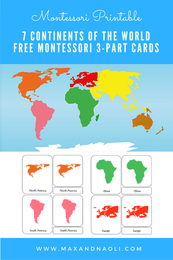 Free-Montessori-Printable-7-Continents-Of-The-World-3-Part - Montessori World Map Free Printable