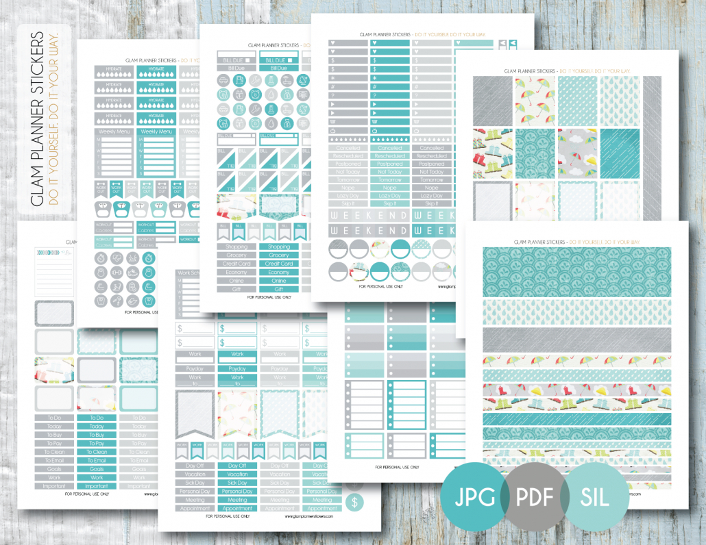 Free Monthly Printable Planner Stickers Set - Rainy Day - Erin - Printable Erin Condren Stickers Free