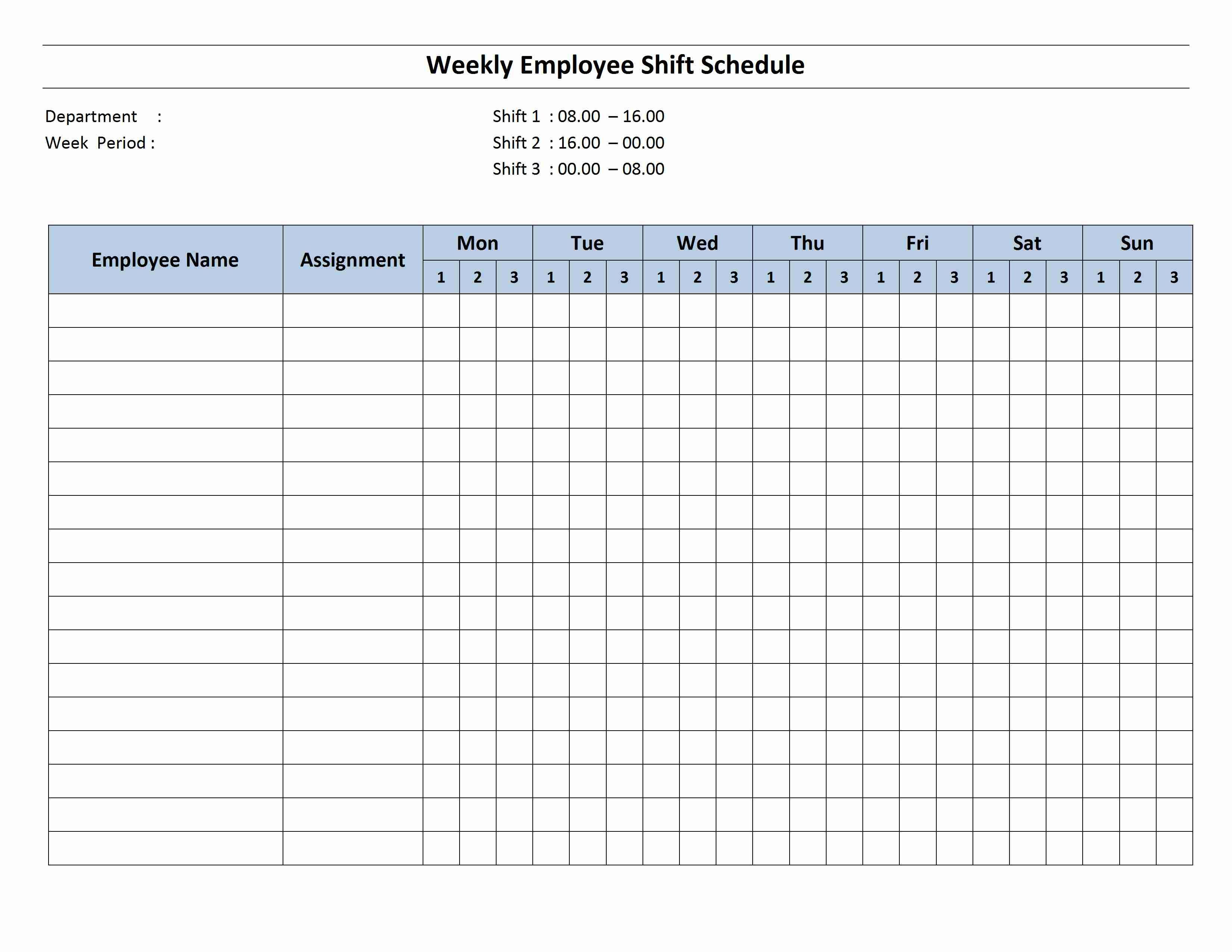 Free Monthly Work Schedule Template | Weekly Employee 8 Hour Shift - Free Printable Weekly Work Schedule