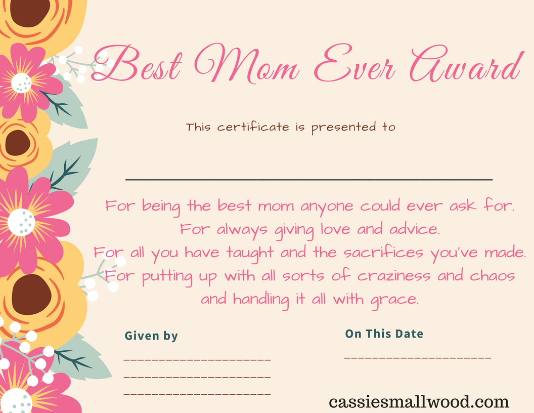 Free Mother&amp;#039;s Day Printable Certificate Awards For Mom And Grandma - Free Printable Best Daughter Certificate